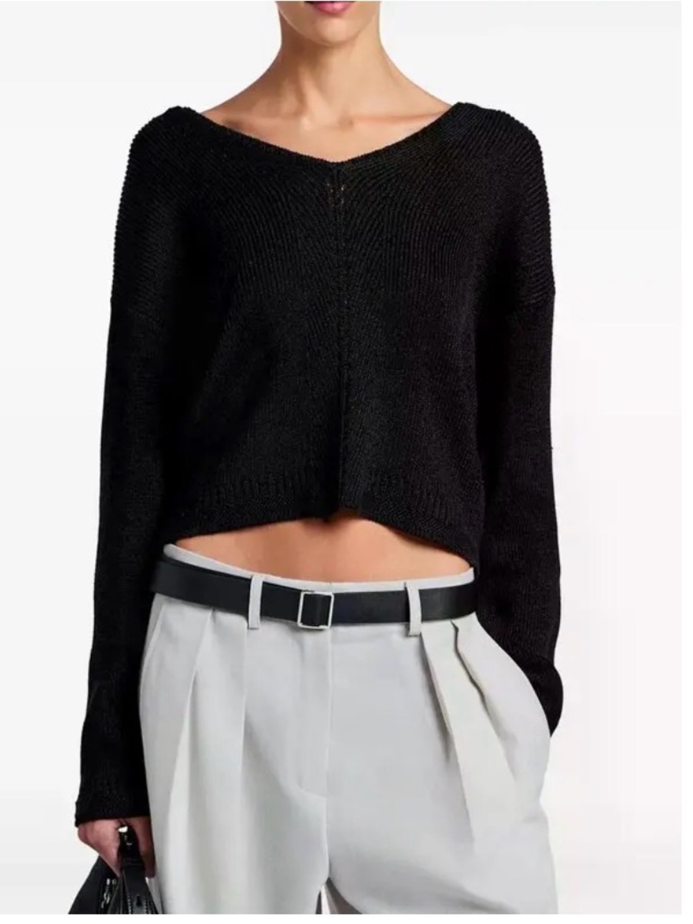 Proenza Schouler White Label Women’s “Tyler” Black V-Neck Knit Sweater